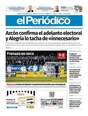 Cover of El Periódico Aragón