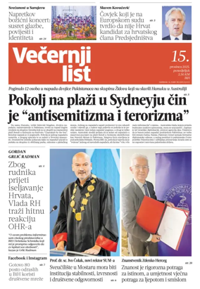 Cover of Večernji list BiH