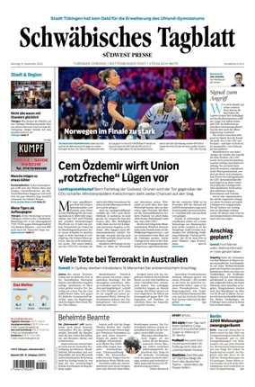 Cover of Schwabisches Tagblatt - Tubinger Chronik