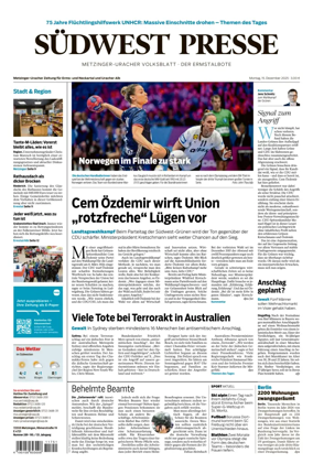 Cover of Sudwest Presse - Metzinger Uracher Volksblatt - Der Ermstalbote