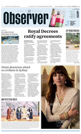 Cover of Oman Daily Observer