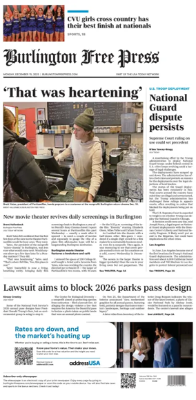 Cover of Burlington Free Press