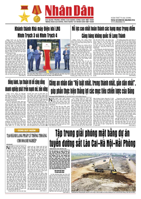 Cover of Nhan Dan newspaper