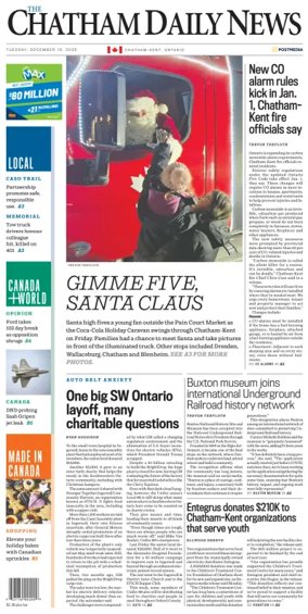 Cover of The Chatham Daily News