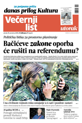 Cover of Vecernji list - Zagreb