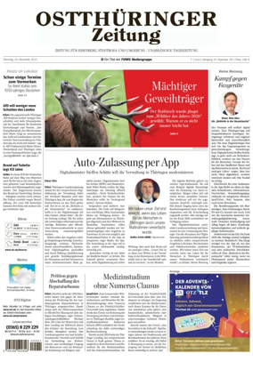 Cover of Ostthuringer Zeitung (Saale-Holzland-Kreis)