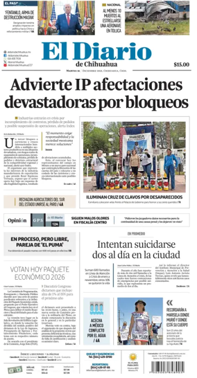 Cover of El Diario de Chihuahua