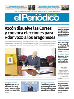 Cover of El Periódico Aragón