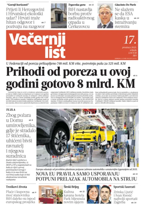 Cover of Večernji list BiH