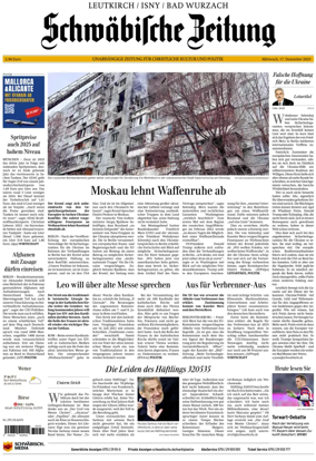 Cover of Schwaebische Zeitung (Leutkirch / Isny / Bad Wurzach)