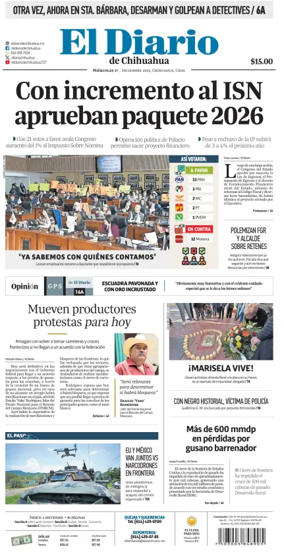 Cover of El Diario de Chihuahua