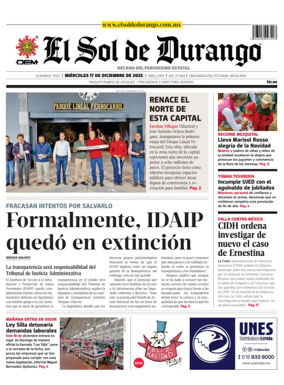 Cover of El Sol de Durango