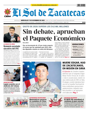 Cover of El Sol de Zacatecas