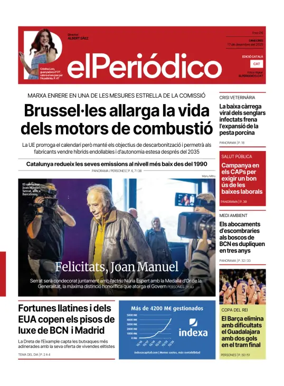 Cover of El Periódico de Catalunya (Català)