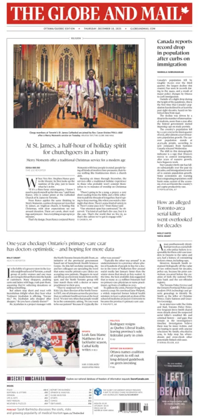 Cover of The Globe and Mail (Ottawa/Quebec Edition)