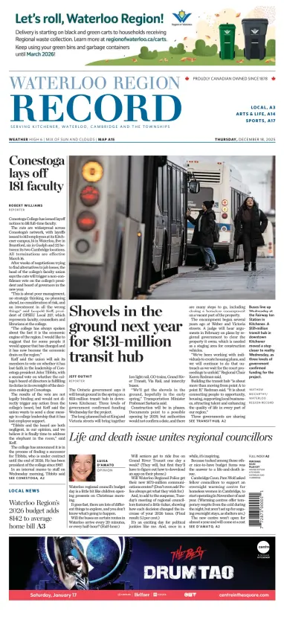 Cover of Waterloo Region Record