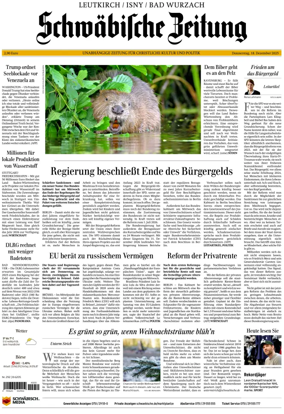 Cover of Schwaebische Zeitung (Leutkirch / Isny / Bad Wurzach)
