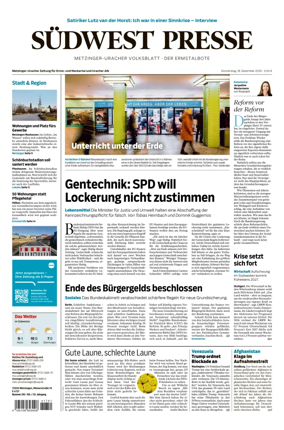 Cover of Sudwest Presse - Metzinger Uracher Volksblatt - Der Ermstalbote