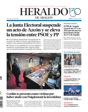 Cover of Heraldo de Aragón