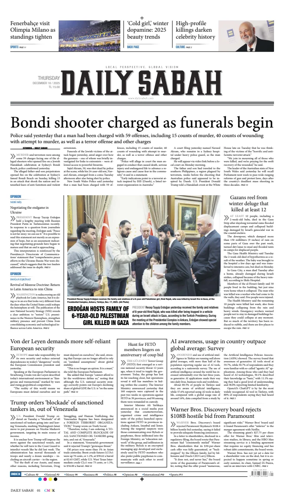 Cover of Daily Sabah (Turkey)