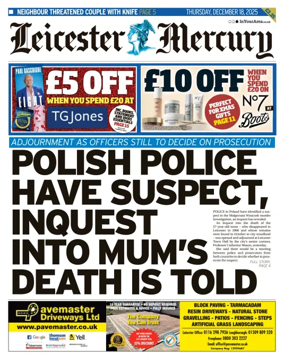 Cover of Leicester Mercury