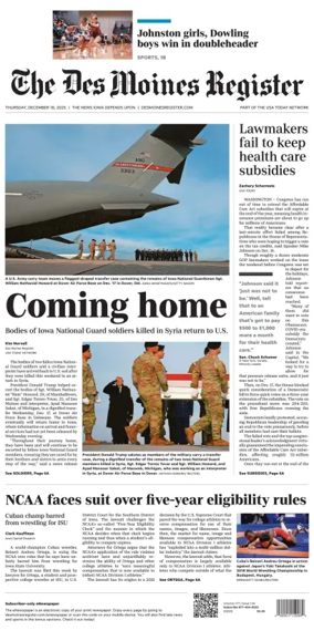 Cover of The Des Moines Register