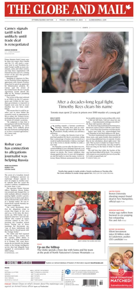 Cover of The Globe and Mail (Ottawa/Quebec Edition)
