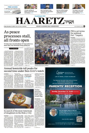 Cover of Haaretz english edition (Friday)