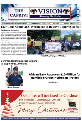 Cover of Caprivi Vision Newspaper