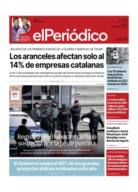 Cover of El Periódico de Catalunya (Castellano)