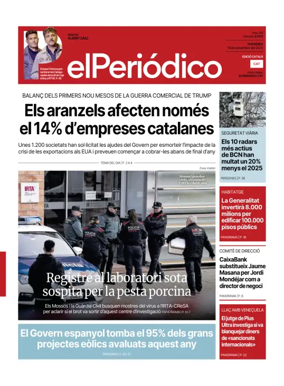 Cover of El Periódico de Catalunya (Català)
