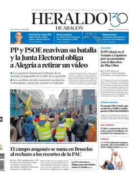 Cover of Heraldo de Aragón