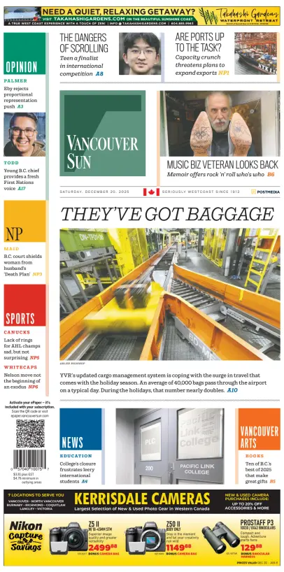 Cover of Vancouver Sun