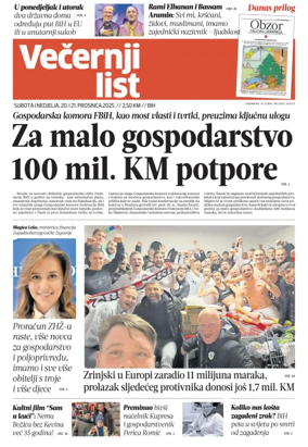 Cover of Večernji list BiH