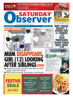 Cover of Saturday Observer (Eswatini)