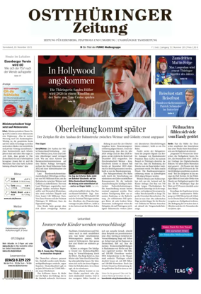Cover of Ostthuringer Zeitung (Saale-Holzland-Kreis)