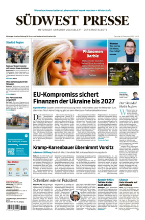 Cover of Südwest Presse (Metzinger Uracher Volksblatt / Der Ermstalbote)