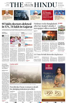 Cover of The Hindu (Madurai)