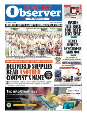 Cover of Sunday Observer (Eswatini)