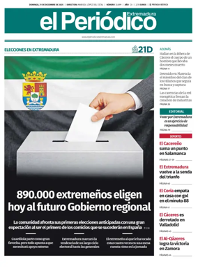 Cover of El Periódico Extremadura