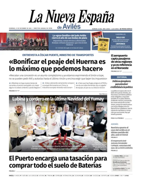 Cover of La Nueva España (Avilés)