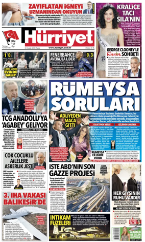 Cover of Hurriyet Print Edition