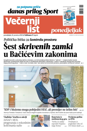 Cover of Vecernji list - Zagreb