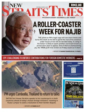Cover of New Straits Times