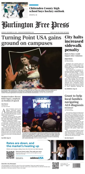 Cover of Burlington Free Press