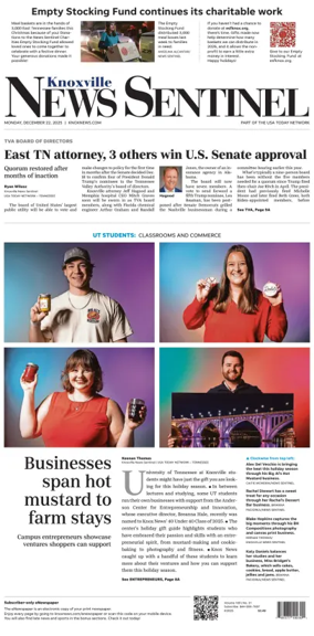 Cover of Knoxville News Sentinel