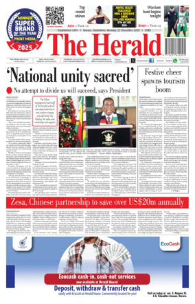 Cover of The Herald (Zimbabwe)