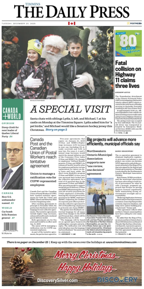Cover of The Daily Press (Timmins)