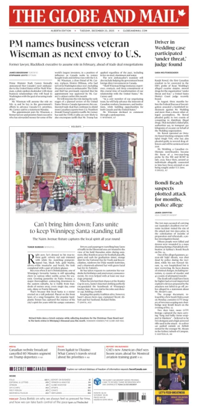 Cover of The Globe and Mail (Alberta Edition)