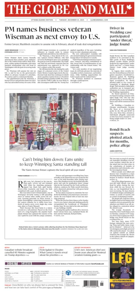 Cover of The Globe and Mail (Ottawa/Quebec Edition)